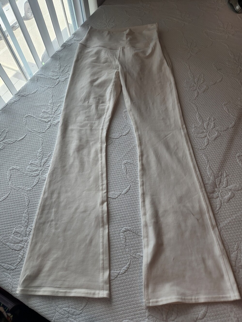 Girls' Cream Flare Leggings - Soft Everyday Bottoms